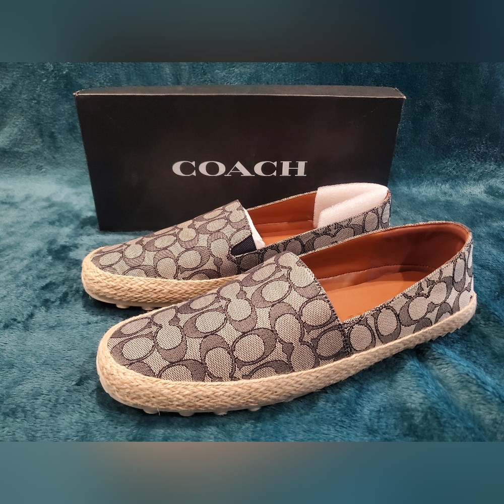 Coach men's Signature Logo Espadrille Canvas Slip-on Loafers - NWT- Rare